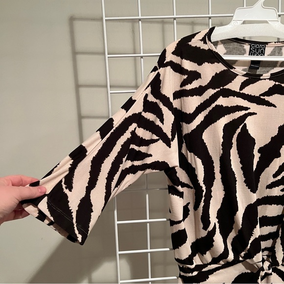 NWT Clara Sun Woo Cozy Knit - Side Tie Sweater Top - Zebra - Picture 4 of 5